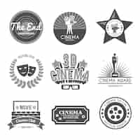 Free vector cinema labels collection black