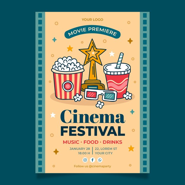 Cinema and movie festival invitation template