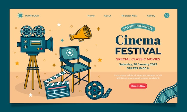 Cinema and movie festival landing page template