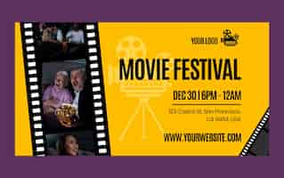 Free vector cinema and movie festival social media promo template