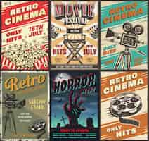 Free vector cinema set of posters