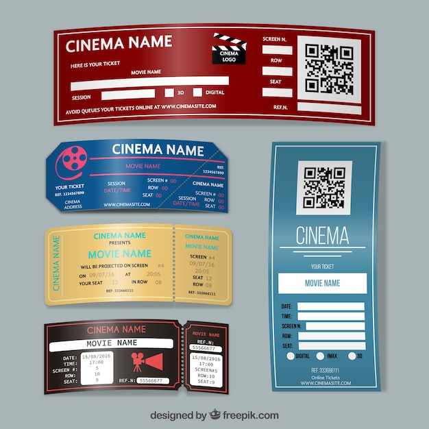 Free vector cinema tickets designs