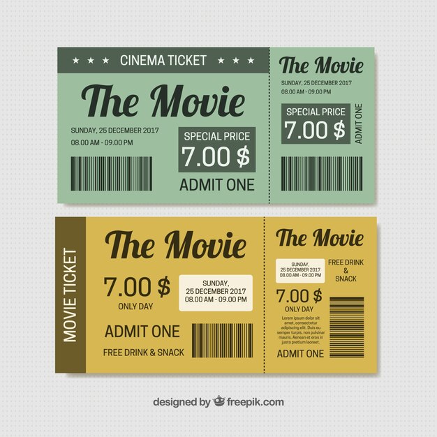 Билеты в кино в стиле винтаж