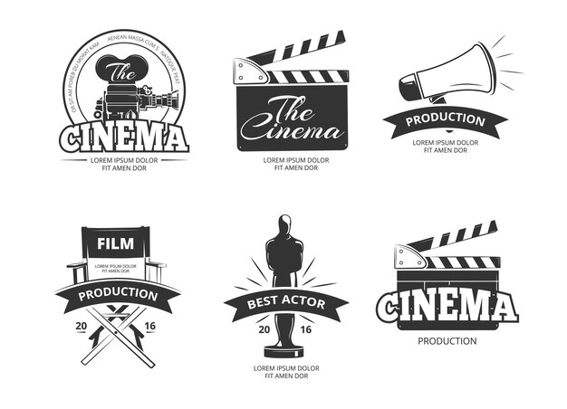 Cinema vintage labels set