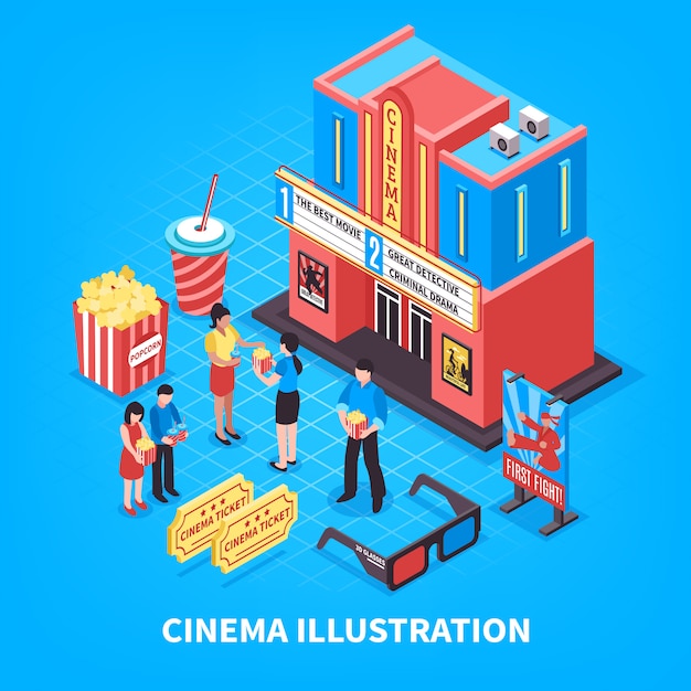 Free vector cinematography isometric design concept