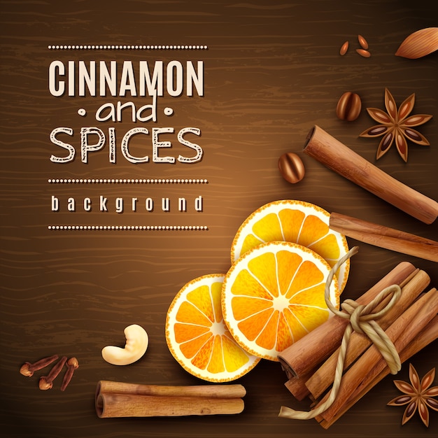 Free vector cinnamon and spices background