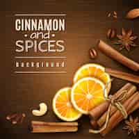 Free vector cinnamon and spices background