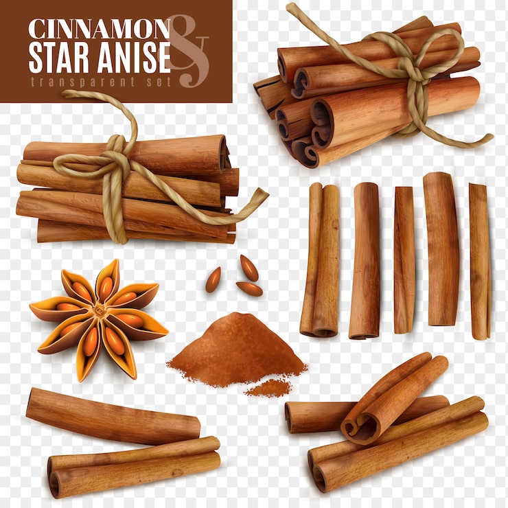 Free Vector cinnamon star anise transparent set