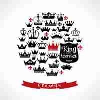 Free vector circle background made up of crowns