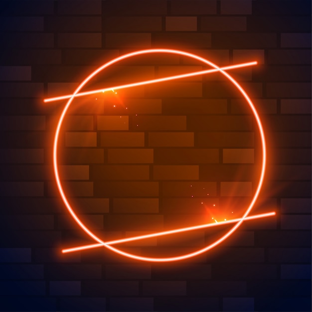 Circle brown or orange neon frame with text space