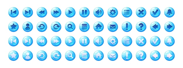 circle buttons with blue jelly texture and icons