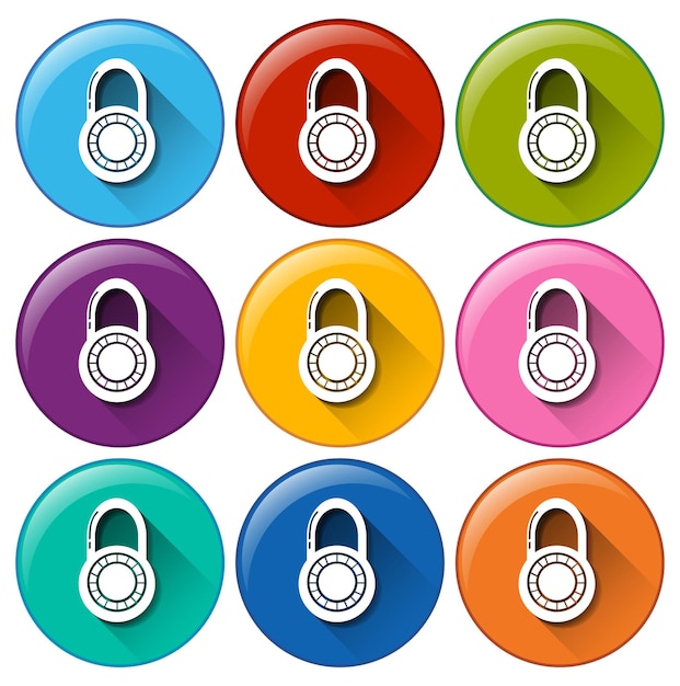 Free vector circle buttons with padlocks