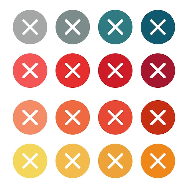 Free vector circle cross marks multiple colours set