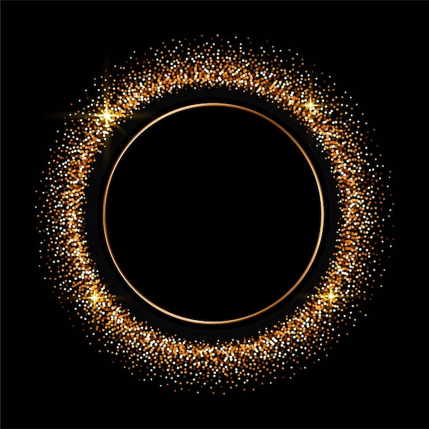 Circle golden sparkle glitter frame background vector illustration