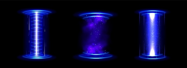 Free vector circle hologram game portal with hud light effect