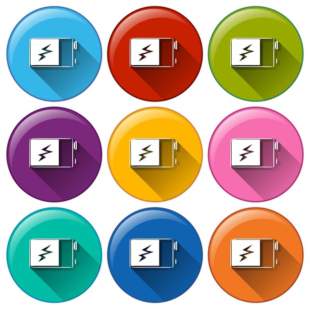 Free vector circle icons with batteries