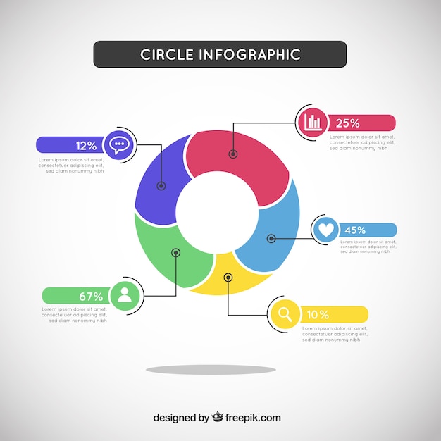 Free vector circle infographic in colored style