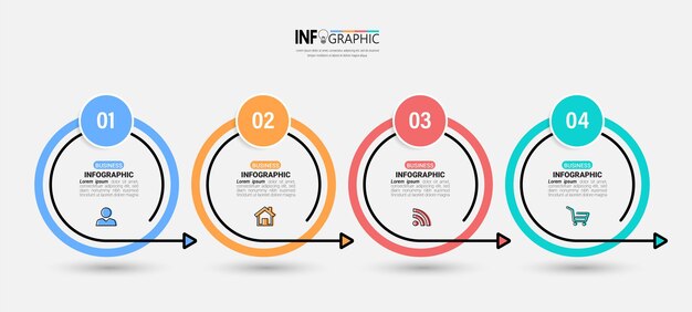 Circle infographic elements with 4 steps