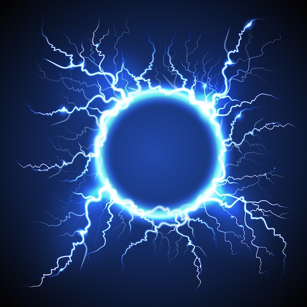 Circle Lightning Realistic Blue Background