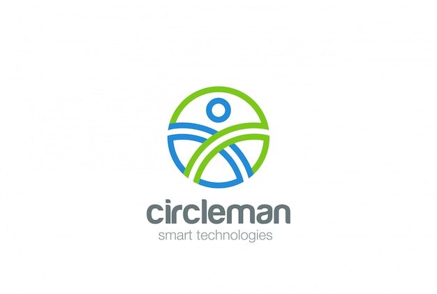 Circle Man abstract Logo design template.
Digital People generation Game Technology Web Logotype concept icon