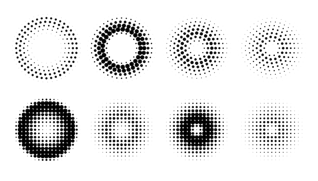 Circle retro halftone pattern background set 