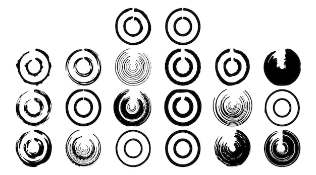 免费矢量圆轮元素手绘涂鸦刷矢量插图