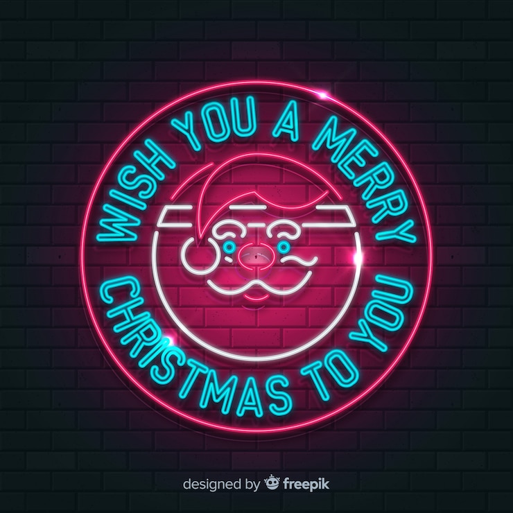無料Vector サークルサンタクリスマスネオンサイン