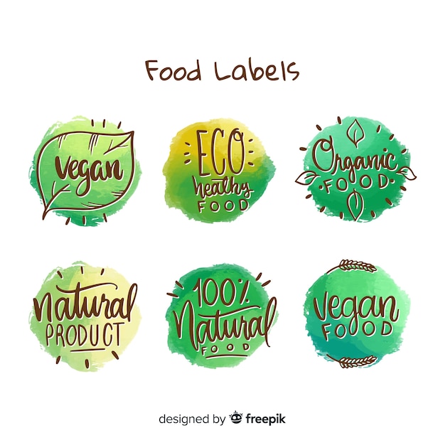 Collezione di etichette di alimenti biologici cerchiate