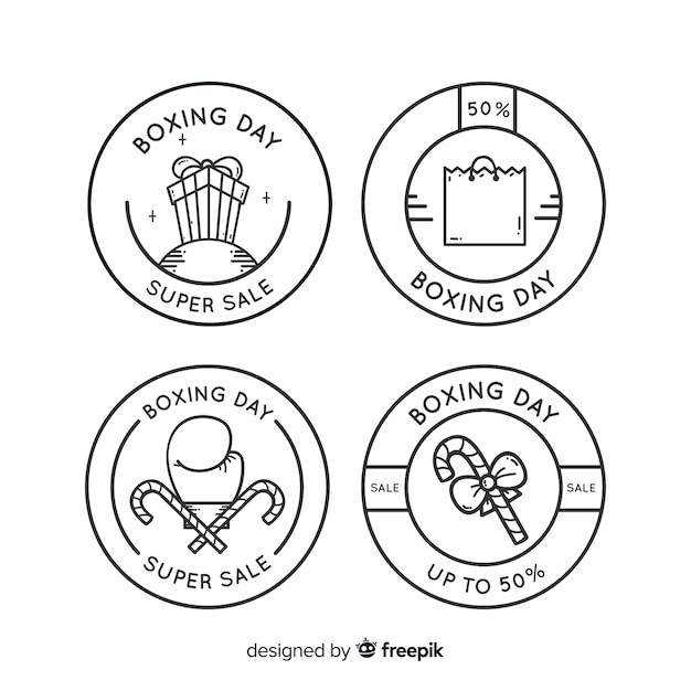 Free vector circled simple boxing day badge collection