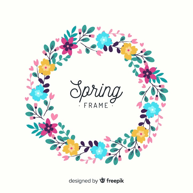 Circled spring floral frame