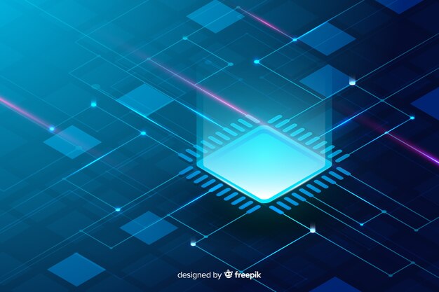 Circuit board background isometric style