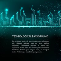 Circuit board background with blue electronics and sample text template