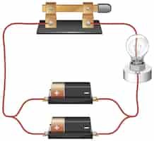 Vettore gratuito schema elettrico con batteria e lampadina