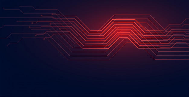 Circuit lines technology diagram background in red shade