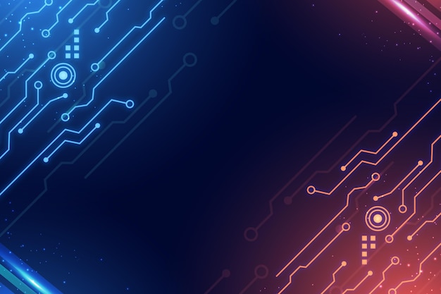 Circuits blue and red gradient digital background