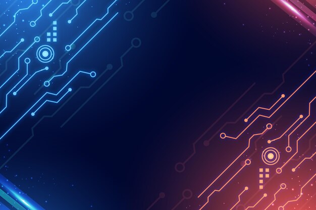 Circuits blue and red gradient digital background