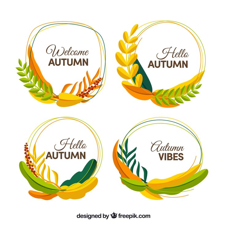 Free Vector circular autumn badge collection