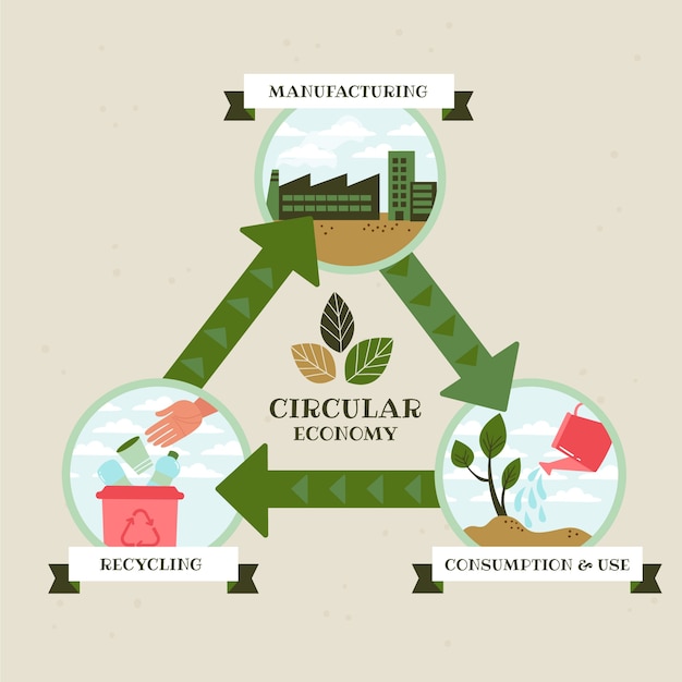 Free vector circular economy infographic template flat design