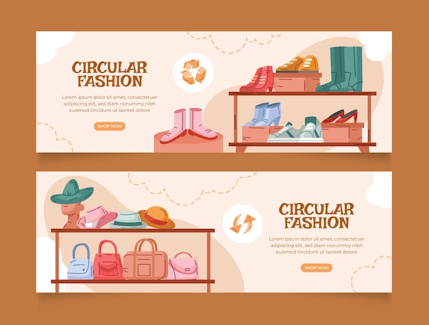 Free vector circular fashion horizontal banner template