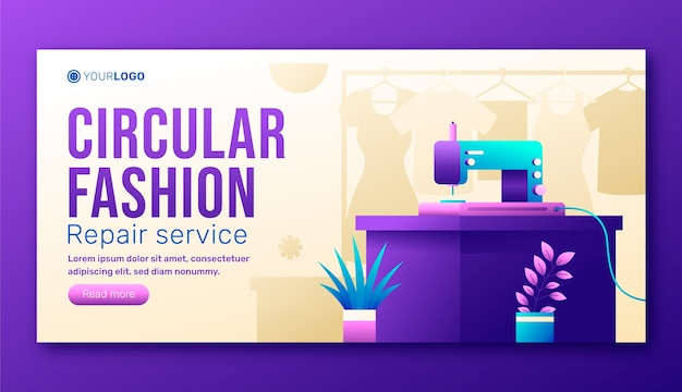 Circular fashion horizontal banner template