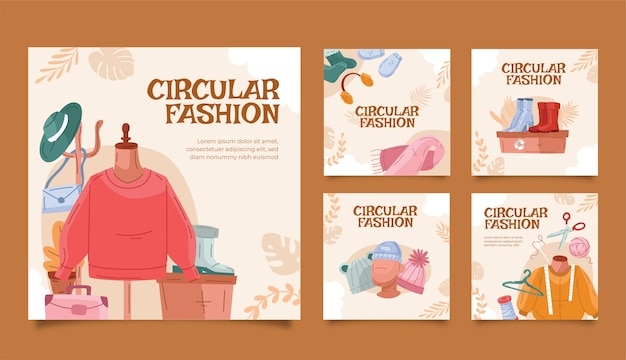 Free vector circular fashion instagram post template