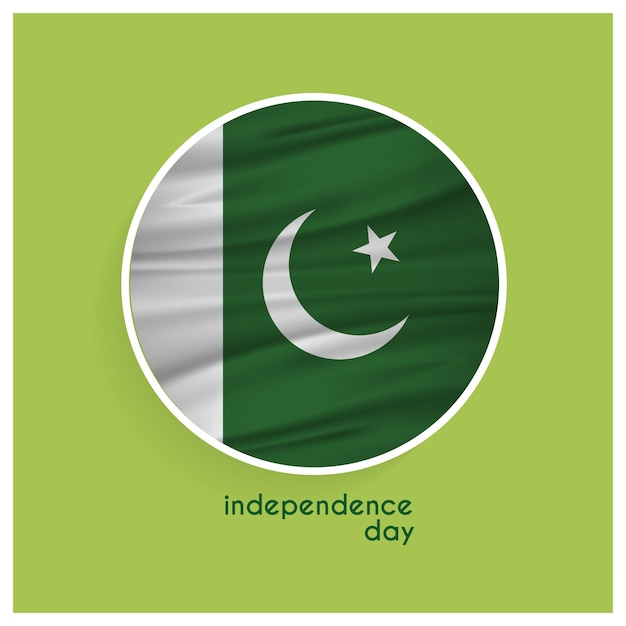 Vettore gratuito distintivo di bandiera del pakistan per independence day su sfondo verde