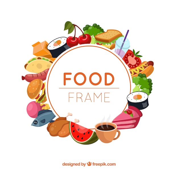 Circular food frame background