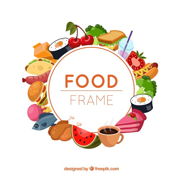 Circular food frame background