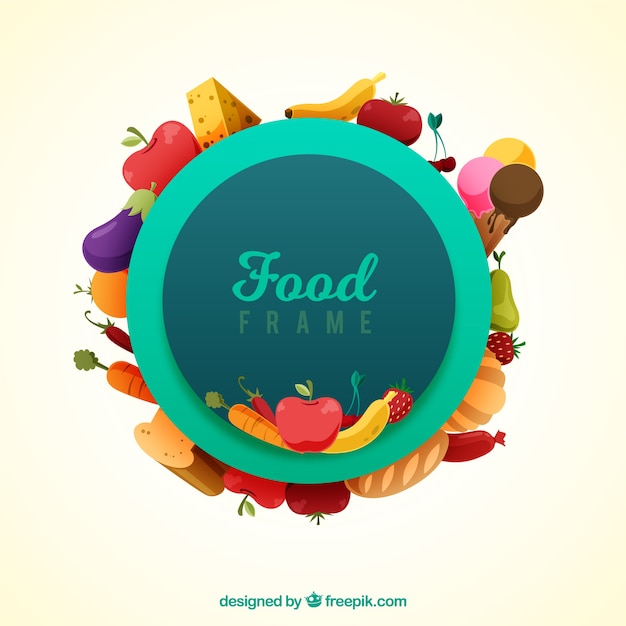 Circular food frame with flat design