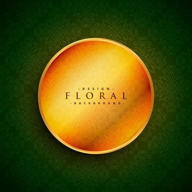 Circular golden frame on a green background