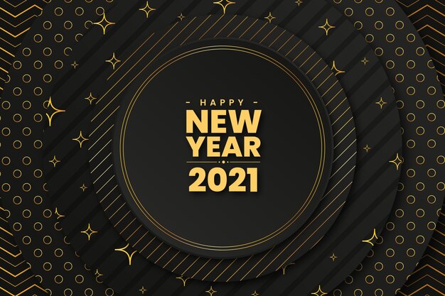 Circular golden happy new year 2021