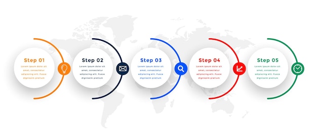 Free vector circular infographic timeline with five steps