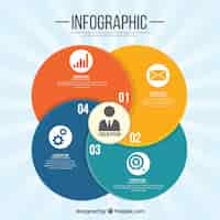 Free vector circular infographic with four colorful options