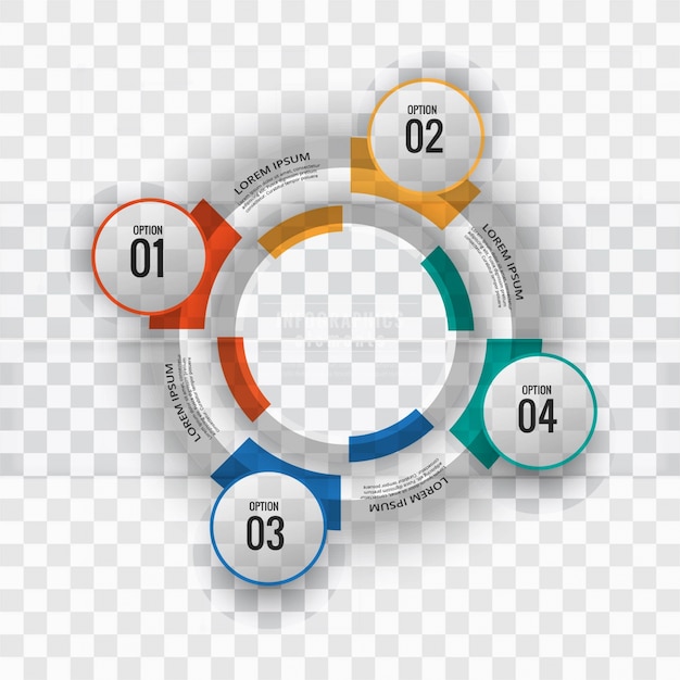 Circular infographics with four color options